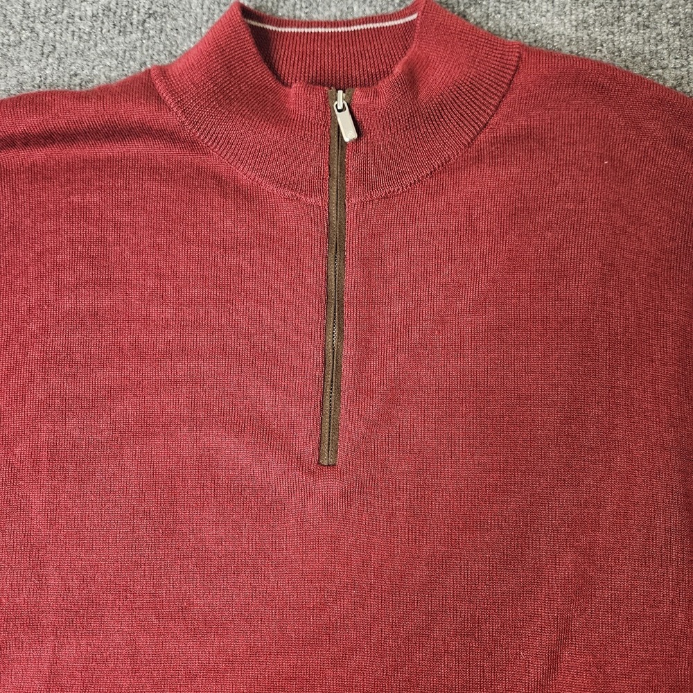 Peter Millar Men's Merino Wool Blend Quarter Zip Pullover Sweater Size XL Maroon